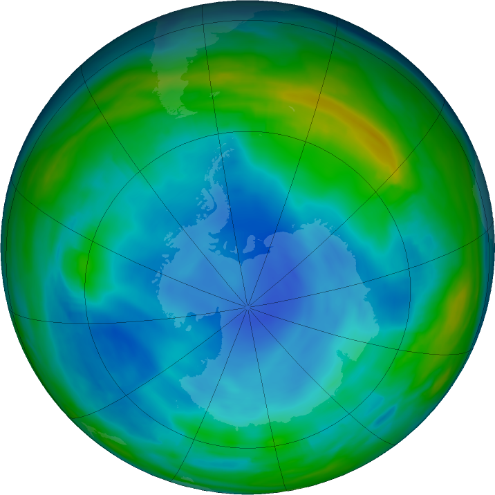 Antarctic ozone map for 26 June 2023